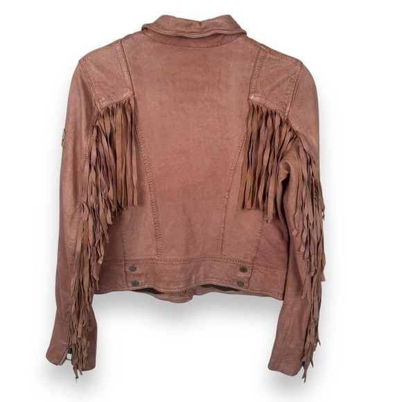 Mauritius Pink Fringe Lamb Leather Jacket Womens Size 6 Western Boho Coat NEW - Picture 3 of 16